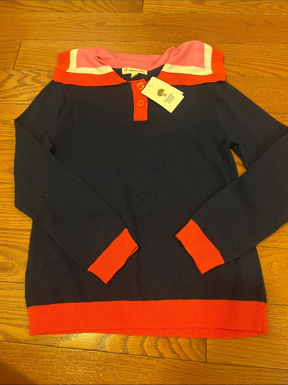 NWT Size 7 Tucker & Tate Navy and Orange Sweater